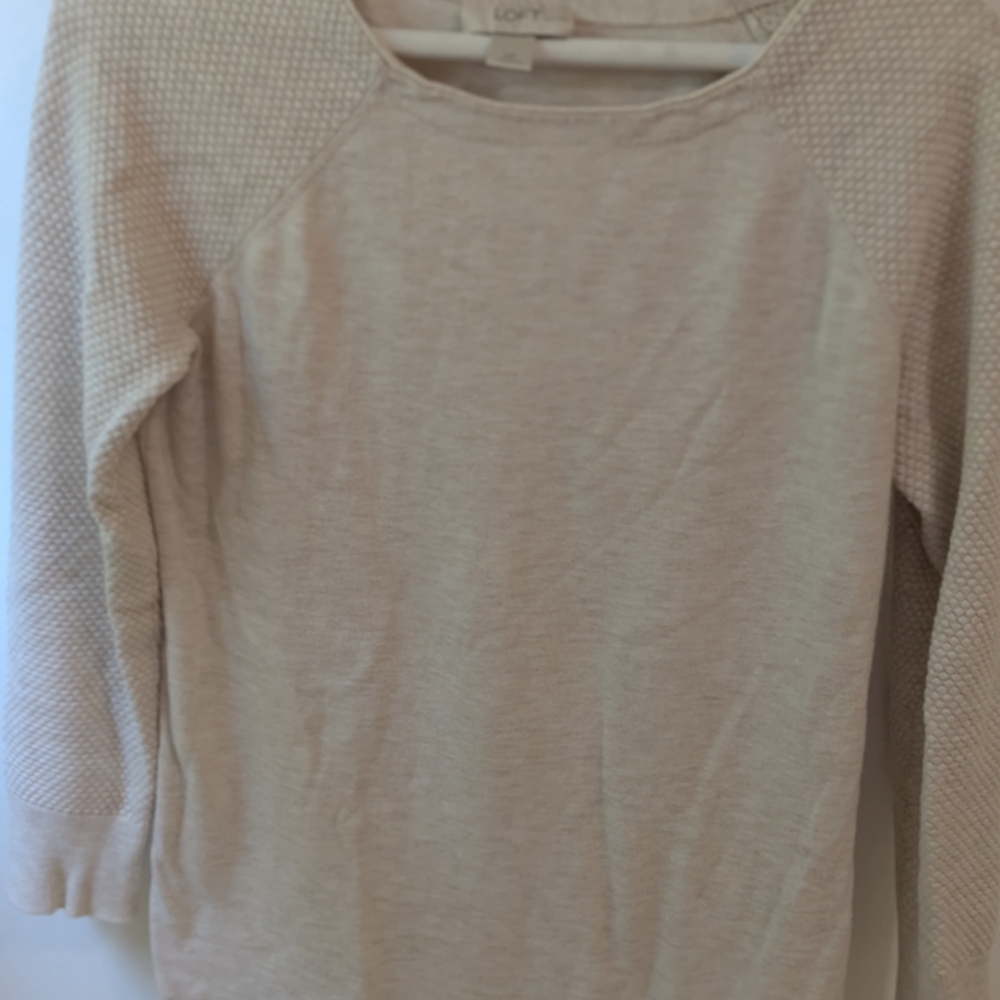 LOFT Cream Long Sleeve Top